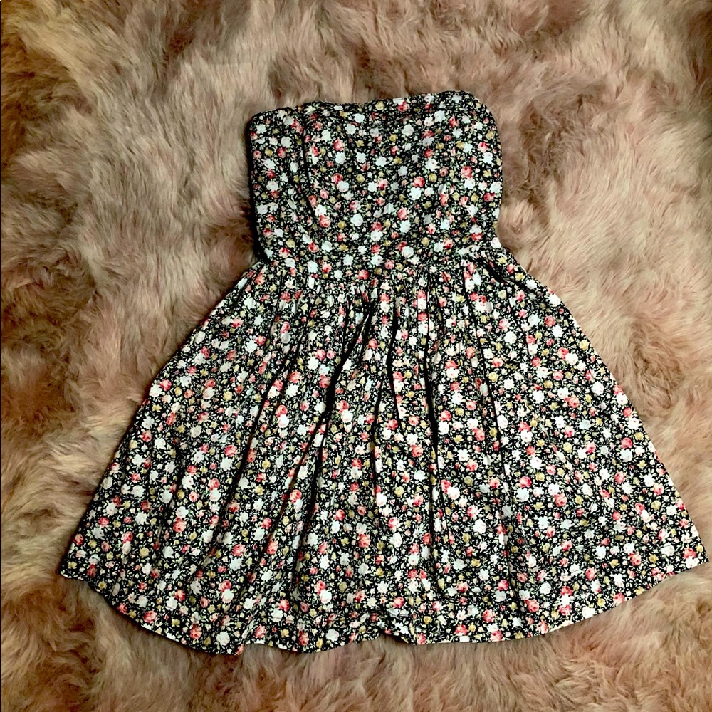 Strapless Floral Dress
